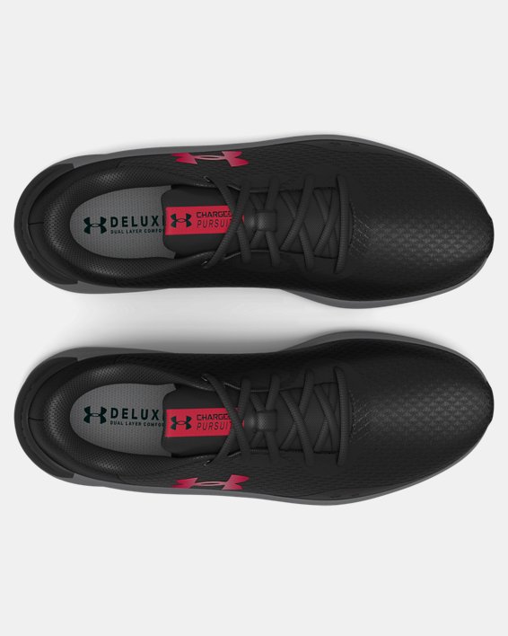 Men's UA Charged Pursuit 3 Metallic Running Shoes, Black, pdpMainDesktop image number 2